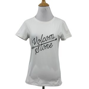 Volcom T Shirt Womens S Small White Simply Solid Short Sleeve Stone Crew Tee